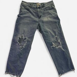 Women's Relaxed Distressed Jeans - Washed Black